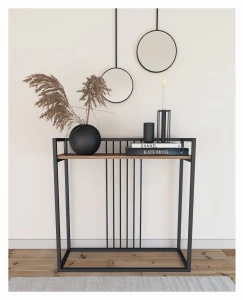Industrial console table with a shelf - Mossa