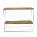 Custom-made console table with oak shelf - Marston,white frame