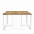 Oak custom-made dining table Everett, white frame