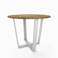 Round oak custom-made dining table Midland, white frame
