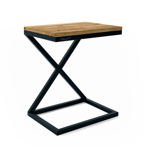 Custom-made oak laptop table  - Brixton X; black frame, solid wood oak table top