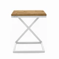 Custom-made oak laptop table  - Brixton X; white frame, solid wood oak table top