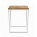 Industrial bedside table with an oak top - Esher; white frame
