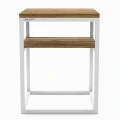Industrial bedside table with an oak shelf - Croydon; white frame, top and shelf - solid oak