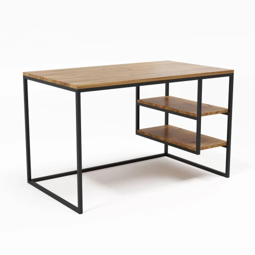 Industrial desk with an oak top - Aberdeen, black frame