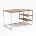 Industrial desk with an oak top - Aberdeen, white frame
