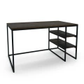 Industrial custom-made desk - Davidson; black frame, laminated top: palermo dark oak