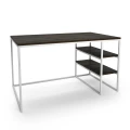 Industrial custom-made desk - Davidson; white frame, laminated top: palermo dark oak