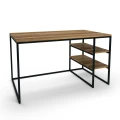 Industrial custom-made desk - Davidson; black frame, laminated top: ancient oak