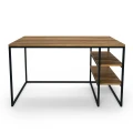 Industrial custom-made desk - Davidson; black frame, laminated top: ancient oak
