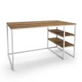 Industrial custom-made desk - Davidson; white frame, laminated top: ancient oak
