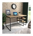 Industrial custom-made desk - Davidson; black frame, laminated top: ancient oak