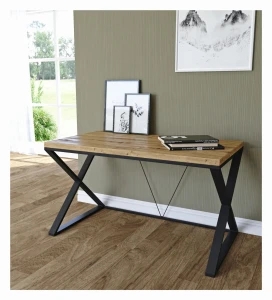 Industrial desk with an oak top - Aintree