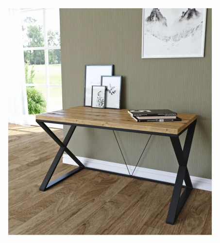 Industrial desk with an oak top - Aintree
