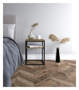 Industrial bedside table with an oak shelf - Croydon