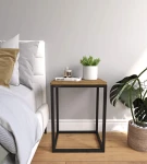 Industrial bedside table with an oak top - Esher