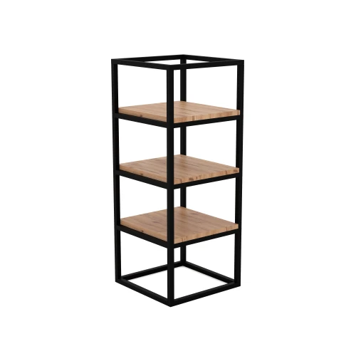 Regał z półkami dębowymi Torpoint Mini, stelaż czarny