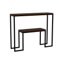 Industrialna konsola z półką Melrose, stelaż czarny, blat Dąb Palermo Ciemny
