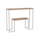 Dębowa konsola z półką Merida, stelaż biały