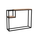 Dębowa konsola z małą półką Tres, stelaż czarny