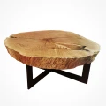 Duży stolik kawowy z plastra drewna 130 cm - Imperial