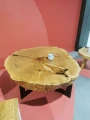 Duży stolik kawowy z plastra drewna 130 cm - Imperial