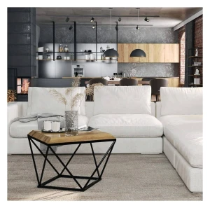 Custom-made coffee table with an oak top - Diamond