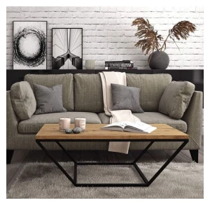 Industrial coffee table with an oak top - Lagan