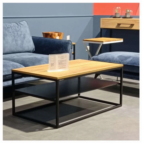 Available in stock - Industrial coffee table with a metal shelf -Trenton