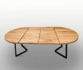 Oak expandable dining table Montana; top finished with wax - oil, natural color; matte