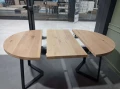 Oak expandable dining table Montana; top finished with lacquer - raw wood effect