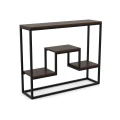 Industrialna konsola z półkami Lagos, stelaż czarny, blat Dąb Palermo Ciemny
