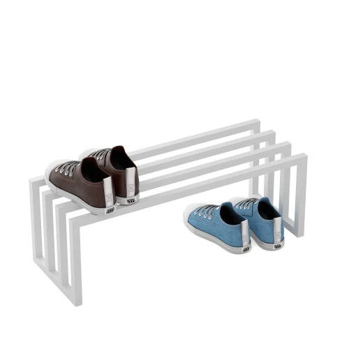 Industrialny metalowy stojak na buty Ben, stelaż biały