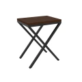 Industrialny stolik pomocnik Vita, blat Dąb Palermo Ciemny, stelaż czarny