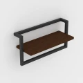 Industrialna półka ścienna Florida, blat Dąb Palermo Ciemny, stelaż czarny
