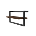 Industrialna półka ścienna Florida, blat Dąb Palermo Ciemny, stelaż czarny