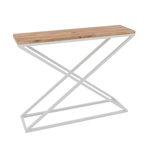 Dębowa konsola Morbello, stelaż biały