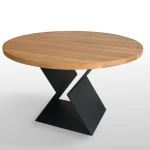 Oak round custom-made dining table Vallia