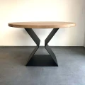 Oak round custom-made dining table Vallia