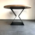 Oak round custom-made dining table Vallia