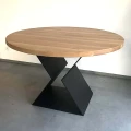 Oak round custom-made dining table Vallia