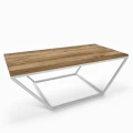 Industrial custom-made coffee table Linden, white frame, Ancient Oak top