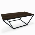 Industrial custom-made coffee table Linden, black frame, Palermo Dark Oak top