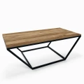 Industrial custom-made coffee table Linden, black frame, Ancient Aak top