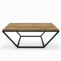 Industrial custom-made coffee table Linden, black frame, Ancient Aak top