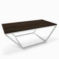 Industrial custom-made coffee table Linden, black frame, Palermo Dark Oak top