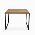 Industrialny stolik kawowy Camden Square, stelaż czarny, blat Dąb Pradawny