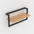 Industrialna półka ścienna Florida, blat Dąb Pradawny, stelaż czarny