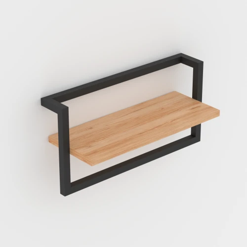 Industrialna półka ścienna Florida, blat Dąb Pradawny, stelaż czarny