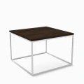 Industrial custom-made coffee table Aston, white frame, top: palermo dark oak